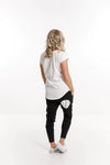 Homelee Apartment Pants-Black with White/Grey Cut Circle Dot