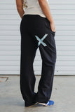 Homlee Avenue Pants-Black with Sapphire/Ivory X
