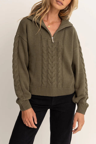 Rhythm Cabelled Vintage Zip Knit