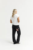 Homelee Avenue Pants-Black with Coral Stripe