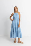 Rhythm Seacoast Halter Tiered Maxi Dress