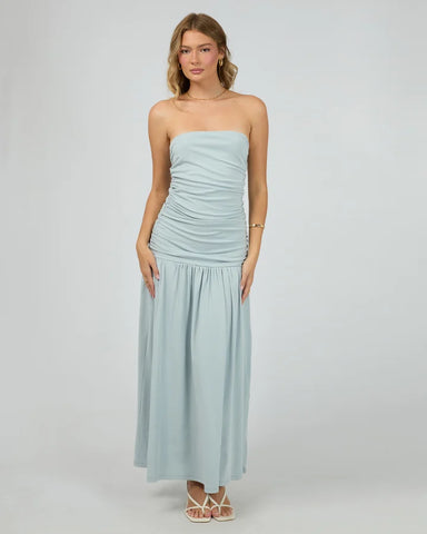 Jorge Luxe Strapless Ruched Maxi Dress