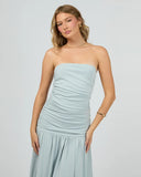 Jorge Luxe Strapless Ruched Maxi Dress