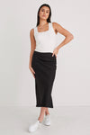 RE:UNION Bliss Black Linen Bias Midi Skirt