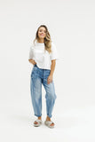 Homelee Barrel Jeans-Sky Wash