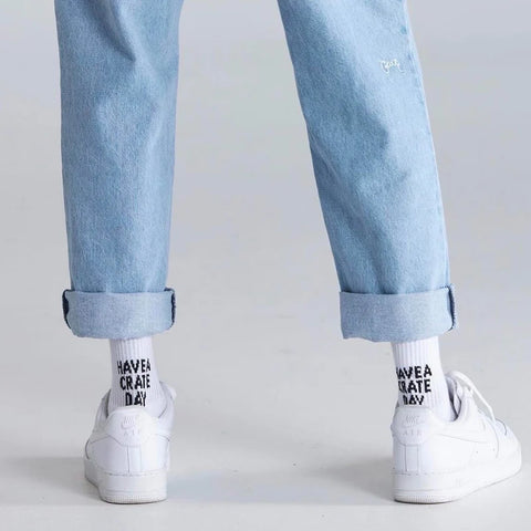 Crate Scripted White Socks