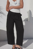 Stories be Told Manifesto Black Front Pleat Barrel Leg Pants