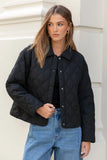 Among the Brave Absolute Black Collared Quilted Jacket