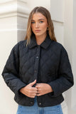 Among the Brave Absolute Black Collared Quilted Jacket