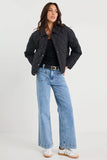 Among the Brave Absolute Black Collared Quilted Jacket