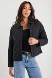 Among the Brave Absolute Black Collared Quilted Jacket