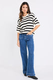 Among the Brave Boarder Black Stripe Boxy Knit Tee