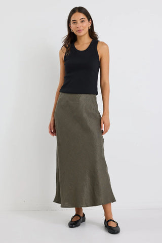 Re Union Linen Midi Skirt