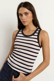 Re:Union Cobble Navy Ecru Stripe Rib Cutaway Tank