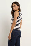 Re:Union Cobble Navy Ecru Stripe Rib Cutaway Tank