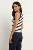 Re:Union Cobble Navy Ecru Stripe Rib Cutaway Tank