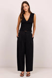 Stories be Told Manifesto Black Front Pleat Barrel Leg Pants