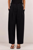 Stories be Told Manifesto Black Front Pleat Barrel Leg Pants