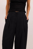 Stories be Told Manifesto Black Front Pleat Barrel Leg Pants