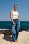 Re:Union Berlin Signature Blue Mid Barrel Leg Jean