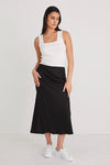 RE:UNION Bliss Black Linen Bias Midi Skirt