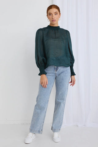 Ivy + Jack Emphatic Forest Ramie High Neck LS Top