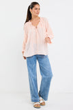 Ivy + Jack Expression Rosewater Voile SS Tie Front Top