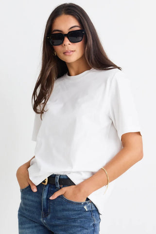 Stories Be Told Street Ivory Crew Neck Short Sleeved Boxy Tee
