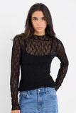 Among the Brave Giving Black Lace Long Sleeve Top