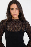 Among the Brave Giving Black Lace Long Sleeve Top