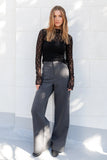 Among the Brave Giving Black Lace Long Sleeve Top