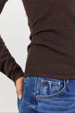 Among the Brave Groove Chocolate Ruched Side Long Sleeve Knit Top