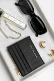 Among the Brave Small Black Leather Card Holder