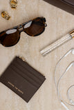 Among the Brave Small Chocolate Leather Card Holder