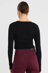 Among the Brave Muster Black Stretch Rouched Side Crew Top