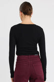 Among the Brave Muster Black Stretch Rouched Side Crew Top