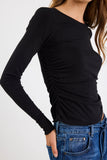 Among the Brave Muster Black Stretch Rouched Side Crew Top