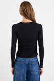 Among the Brave Muster Black Stretch Rouched Side Crew Top