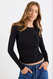 Among the Brave Muster Black Stretch Rouched Side Crew Top
