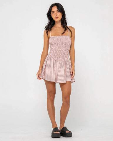 Rusty Mimi Smocked Stripe Mini Dress