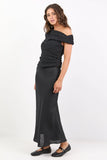 Re:Union Bliss Black Linen Bias Midi Skirt