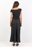 Re:Union Bliss Black Linen Bias Midi Skirt
