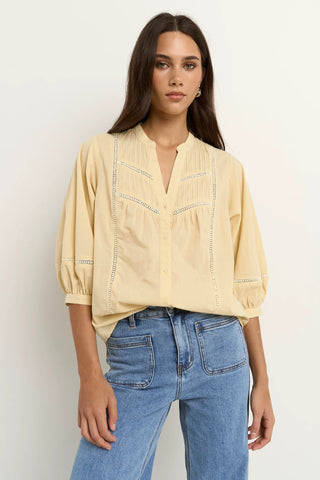 Ivy + Jack Ornamental Butter Lace Insert Pintuck SS Shirt