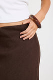 Re:Union Label Bliss Dark Chocolate Linen Bias Midi Skirt