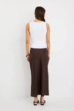 Re:Union Label Bliss Dark Chocolate Linen Bias Midi Skirt