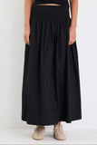 Ivy + Jack Tallow Black Poplin Rib Waist Maxi Skirt