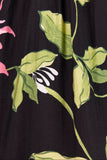 Among the Brave Refine Black Blush Floral Pintuck Front Mid Sleeve Top