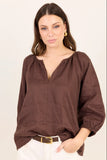 Re:Union Revolutionary Dark Chocolate Linen Top