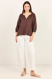 Re:Union Revolutionary Dark Chocolate Linen Top