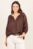 Re:Union Revolutionary Dark Chocolate Linen Top